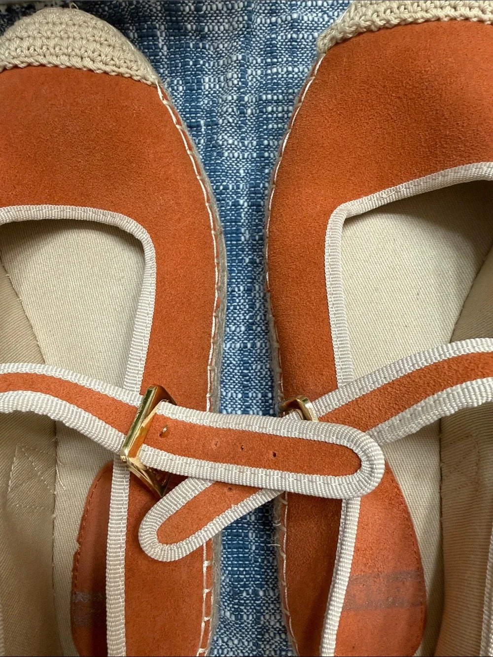 Women's Rust Orange Espadrille Mary Janes